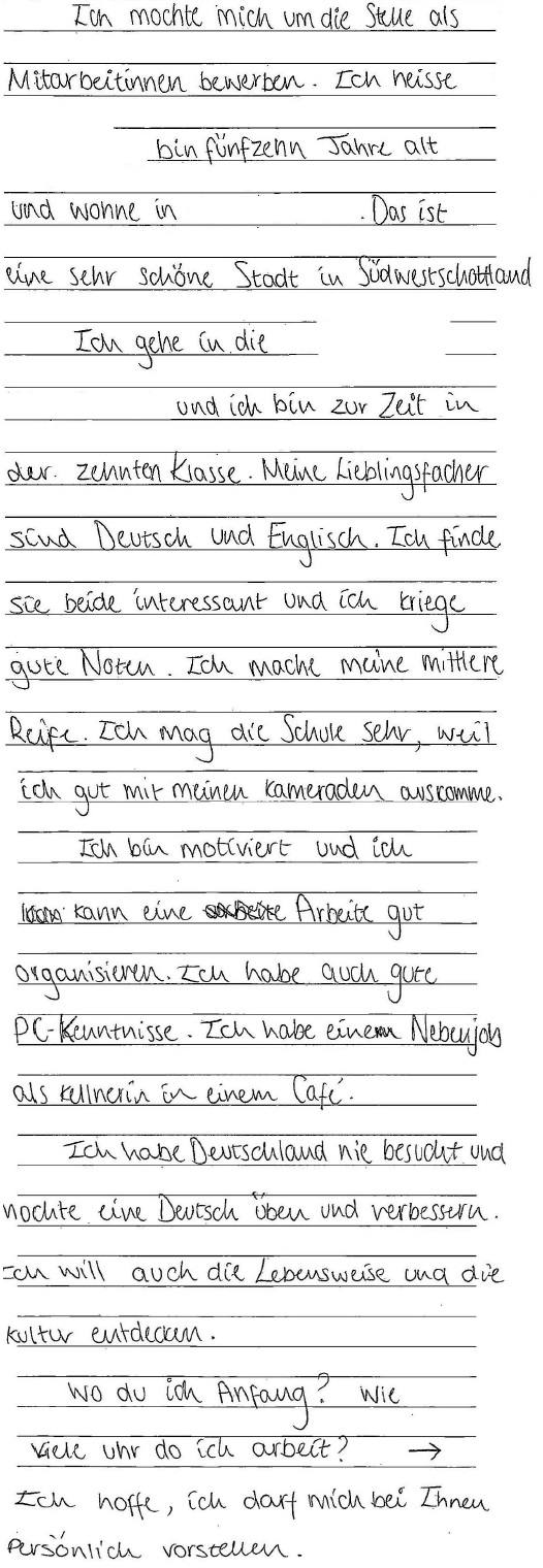 handwritten candidate 1 evidence in German