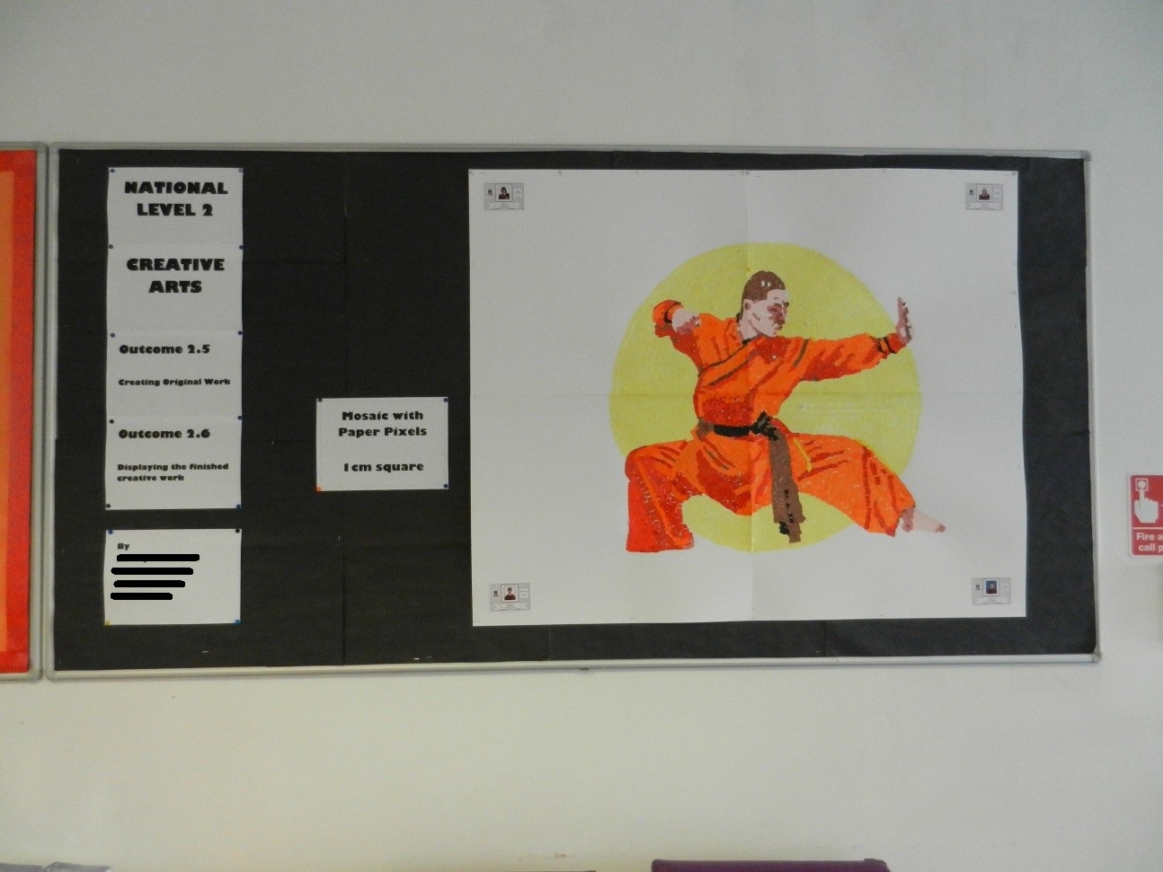 Mosaic of Shaolin displayed on pinboard with unit and outcome information. Mosaic of Shaolin displayed on pinboard.