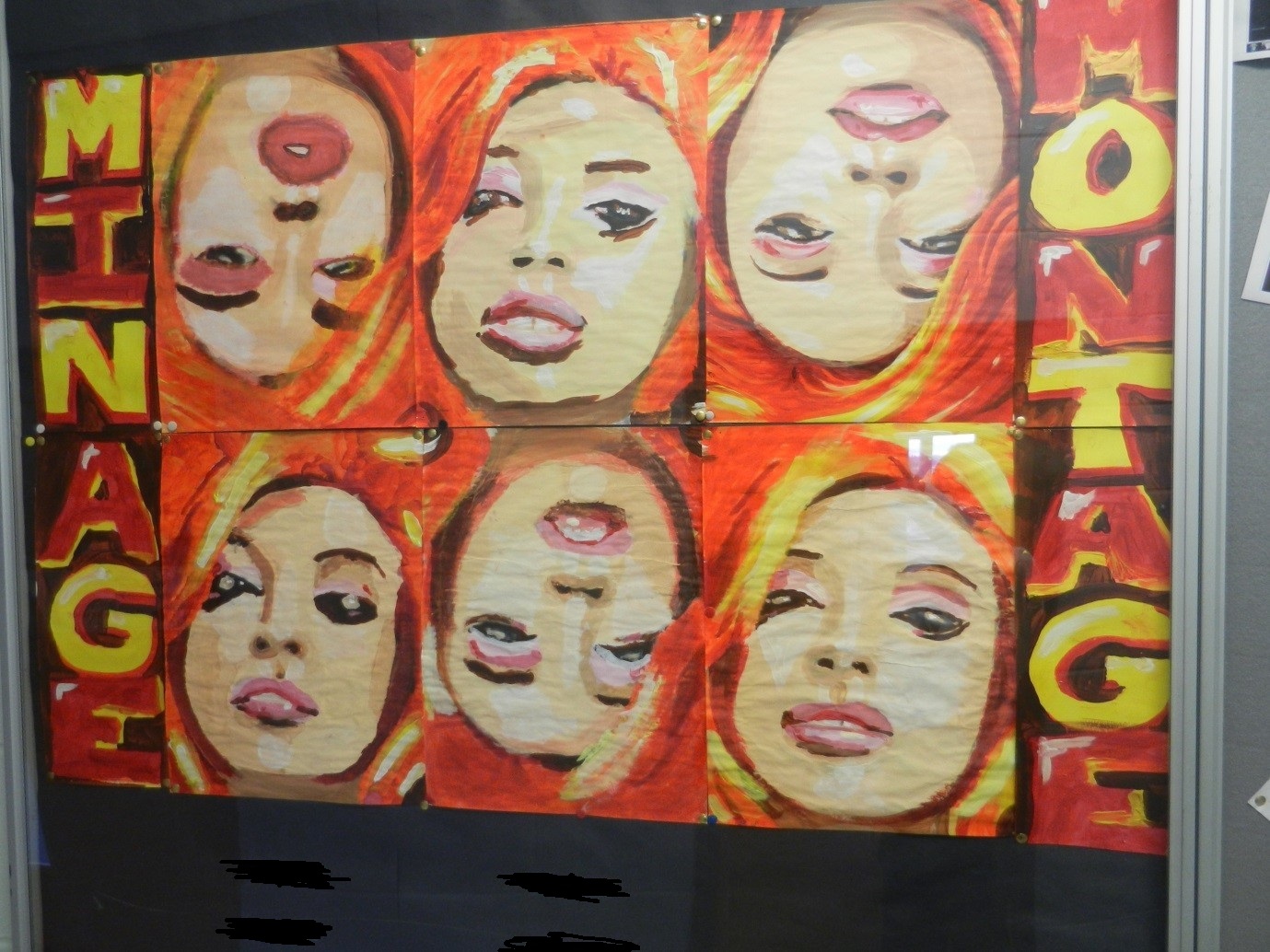 Student montage painting of Nicky Minage.